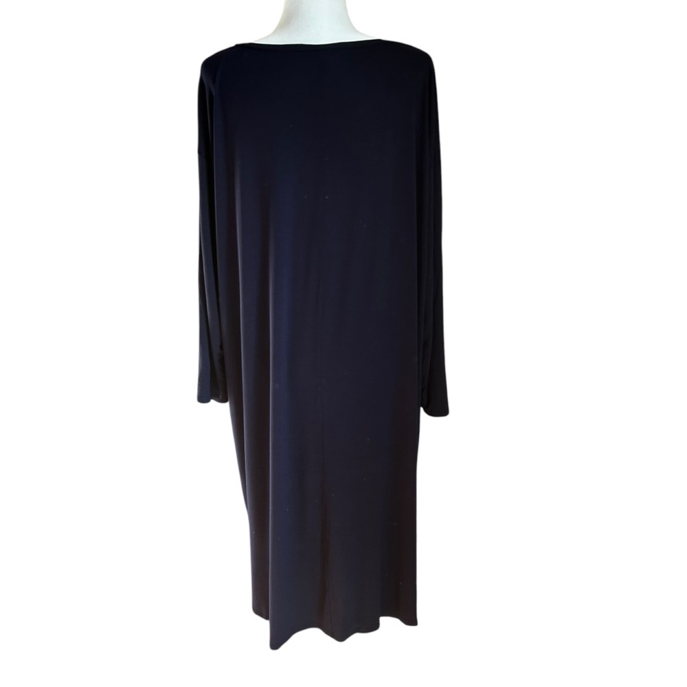 Eileen Fisher Woman sz 2X Jewel Neck jersey dress blue comfy stretch casual soft - Picture 4 of 14